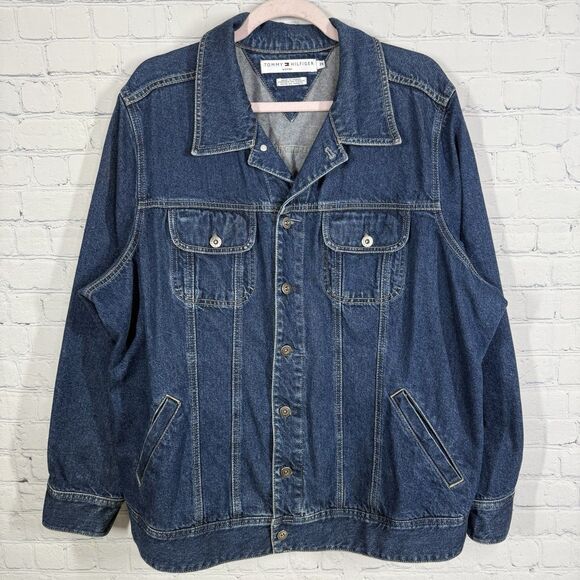 Tommy Hilfiger Trucker Jean Jacket Women Plus 2X Denim Cotton Western Cowboy - Picture 1 of 11